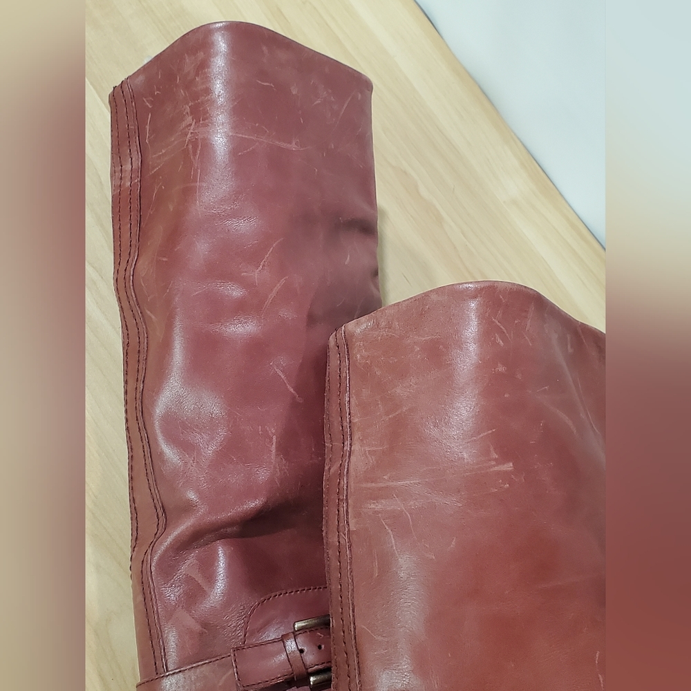 MaxGreat Leather Riding Style Tall Buttery Soft Leather Boots Distressed NWOT - Picture 7 of 11